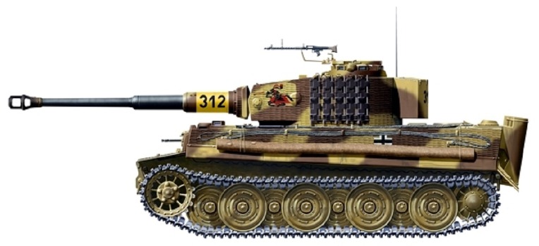 동부전선 독일 505 중전차 대대 312번 E형 타이거-1 전차 Eastern Front German Tiger-1 Ausf. E Schwere Panzer-Abteilung 505 tank No 312